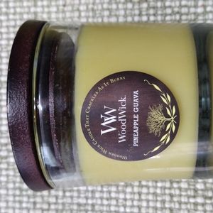 Woodwick candle. NEW. Pineapple guava scent